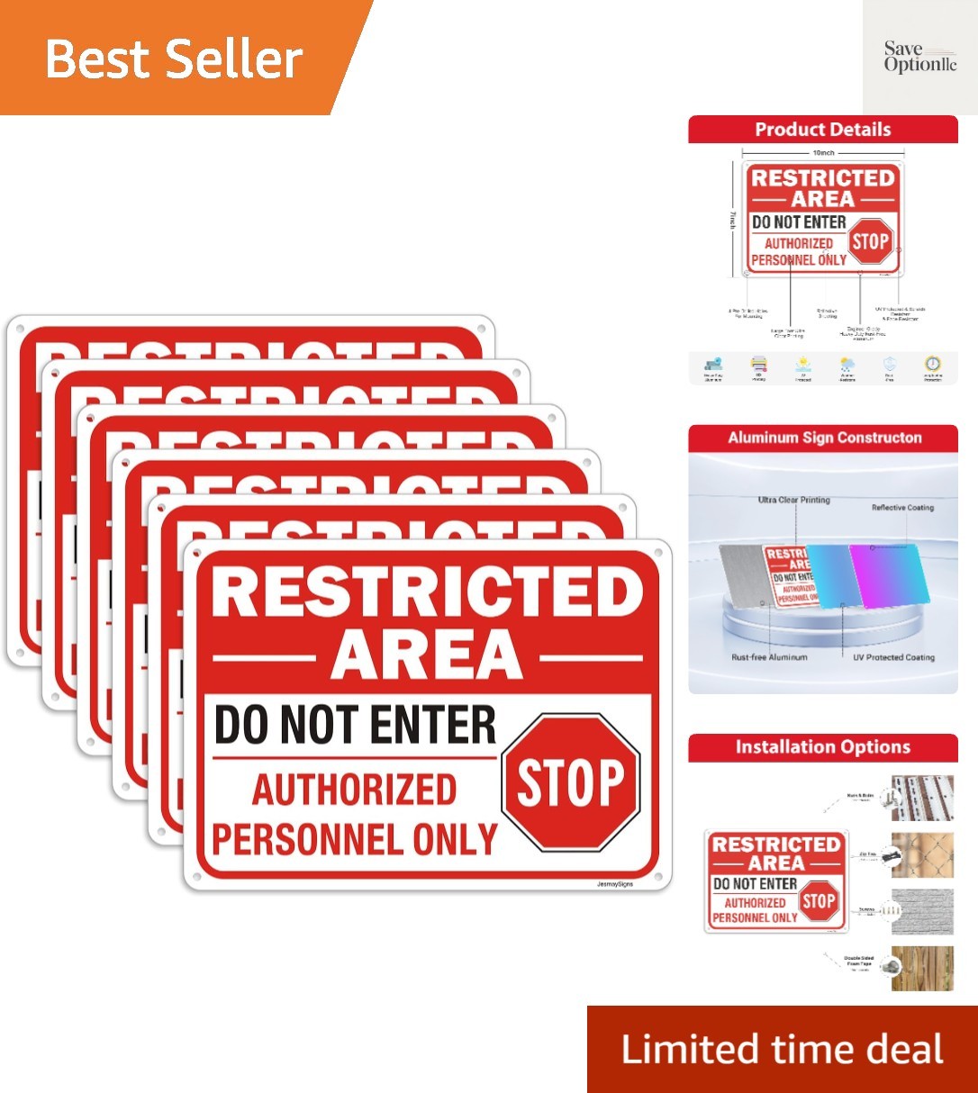 6 Pack Restricted Area Signs, Do Not Enter Sign, 10″x7″ Authorized Personnel …