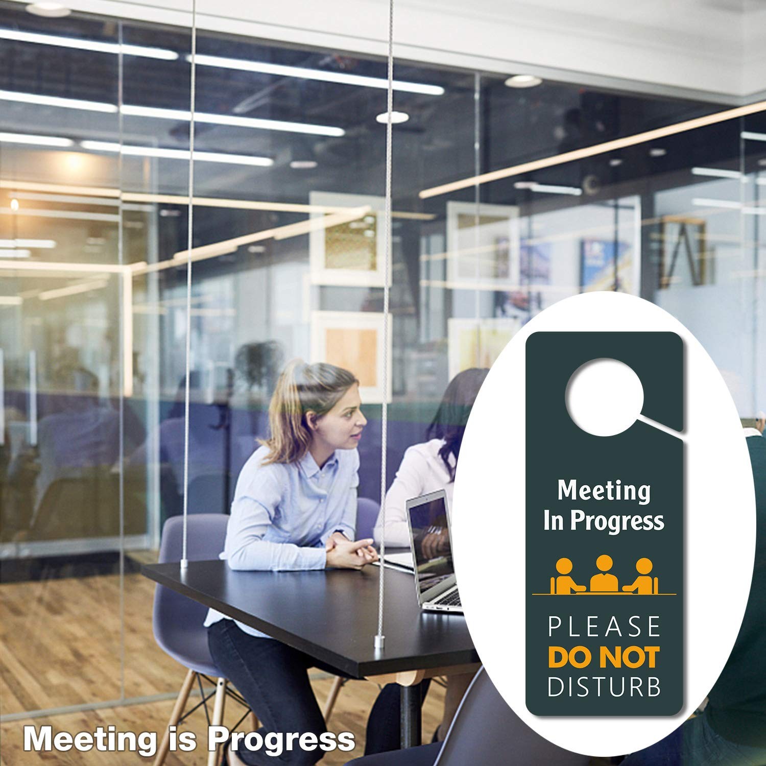 4 Pack Do Not Disturb Door Hanger, 3.5 x 8.7, PVC, Double Sided, Office, Sign