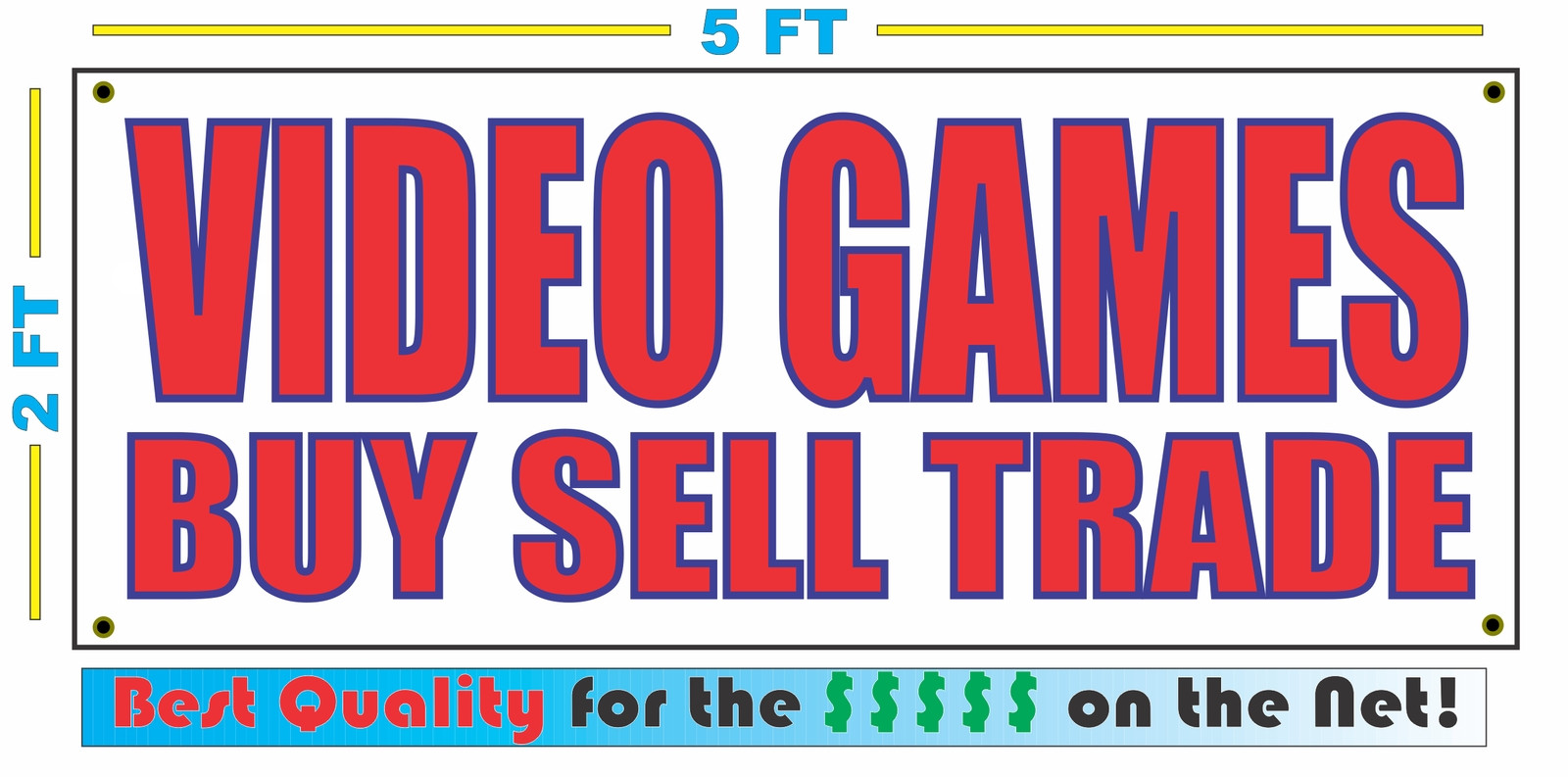 VIDEO GAMES BUY SELL TRADE Banner Sign NEW 2×5
