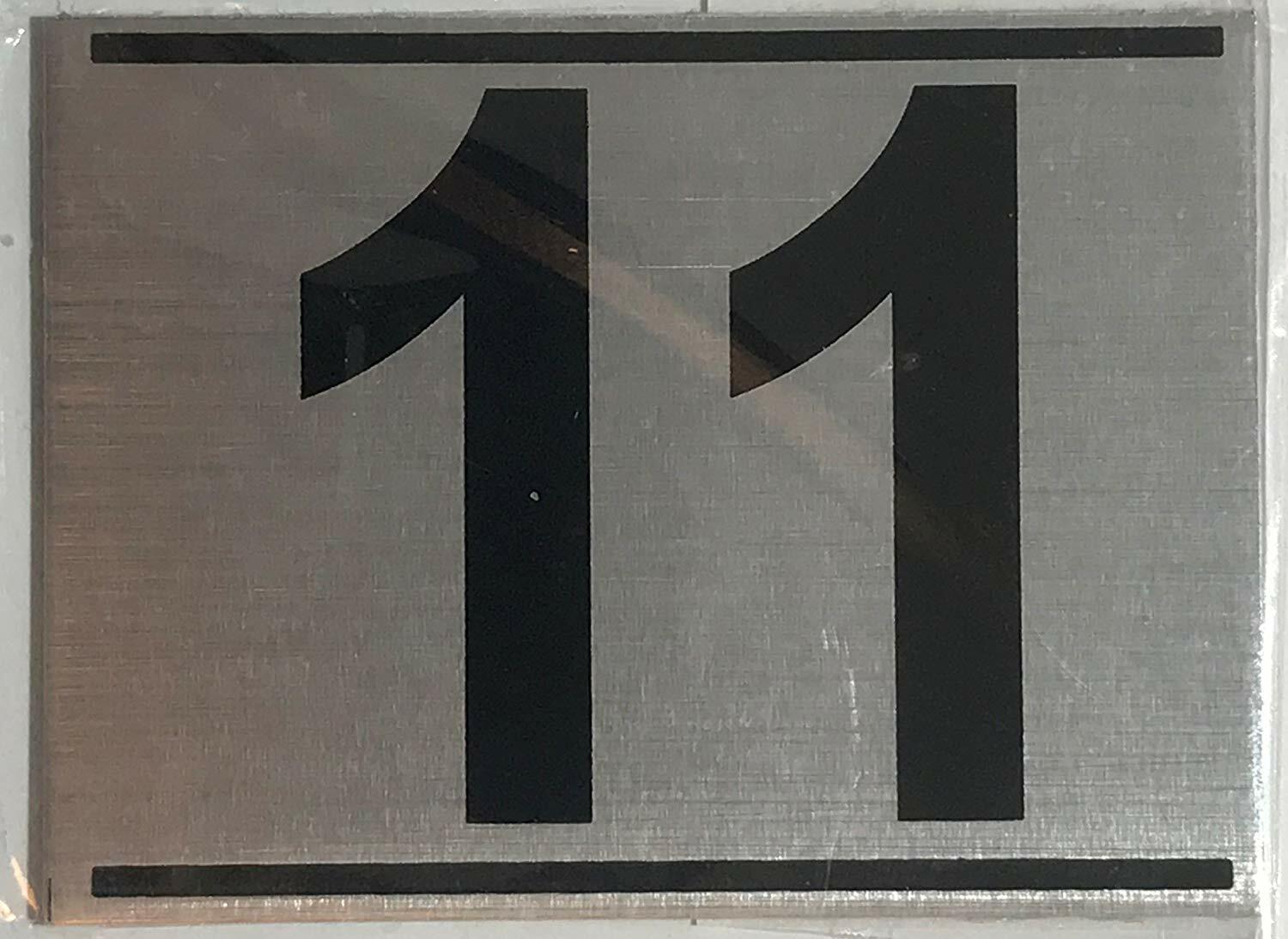 APARTMENT NUMBER ELEVEN (11) SIGN – -BRUSHED ALUMINUM (2.25X3)-ref0420