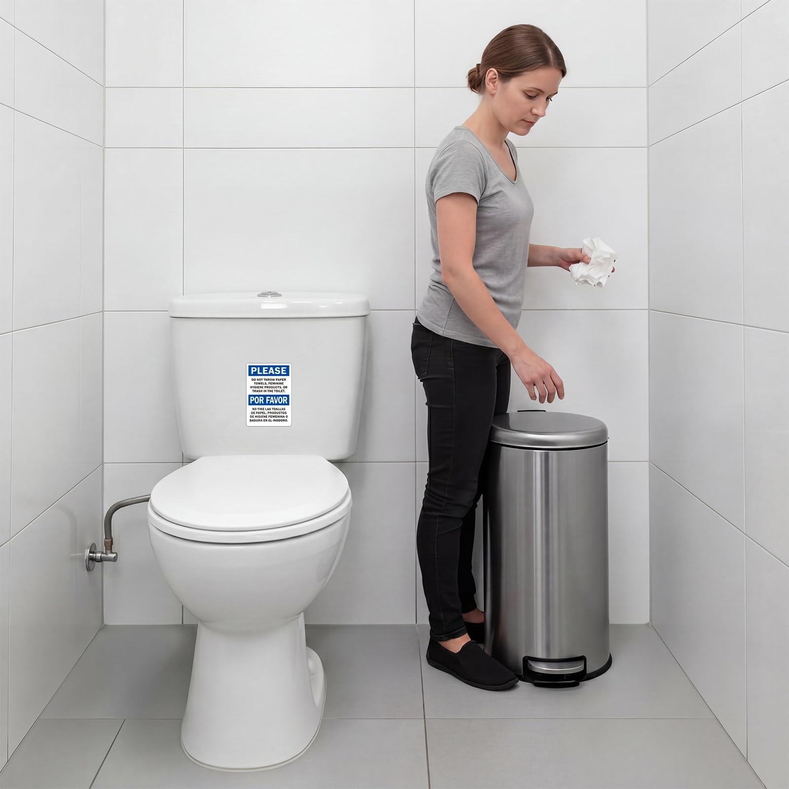 Jetec 10 Pcs Do Not Throw Paper Towel Feminine 7 x 5 inches, blue, black