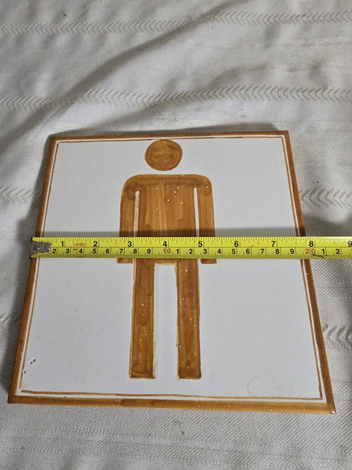 Men Women Bathroom Sign 8″ x 8″ Tile Restroom Made in Italy Clay Galzed Tile