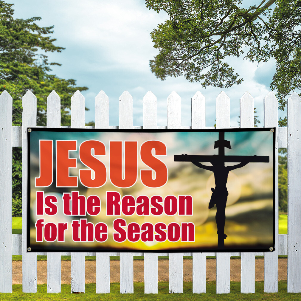 Vinyl Banner Multiple Sizes Jesus Is The Reason for The Season Business D