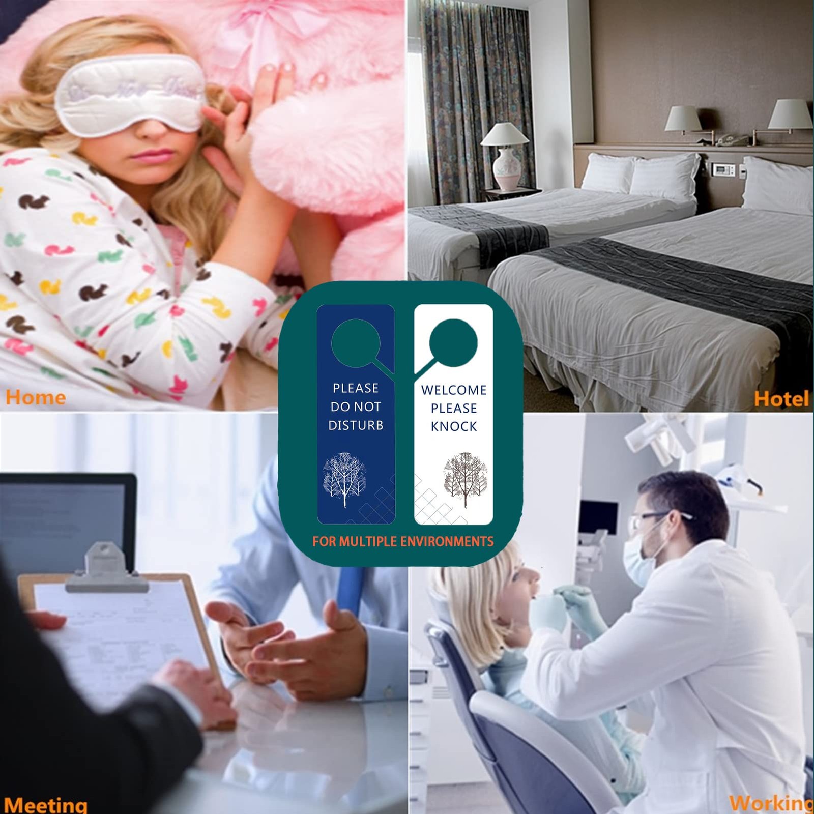 Do Not Disturb Door Hanger Sign, 2 Pack Double-Sided PVC Privacy Sign