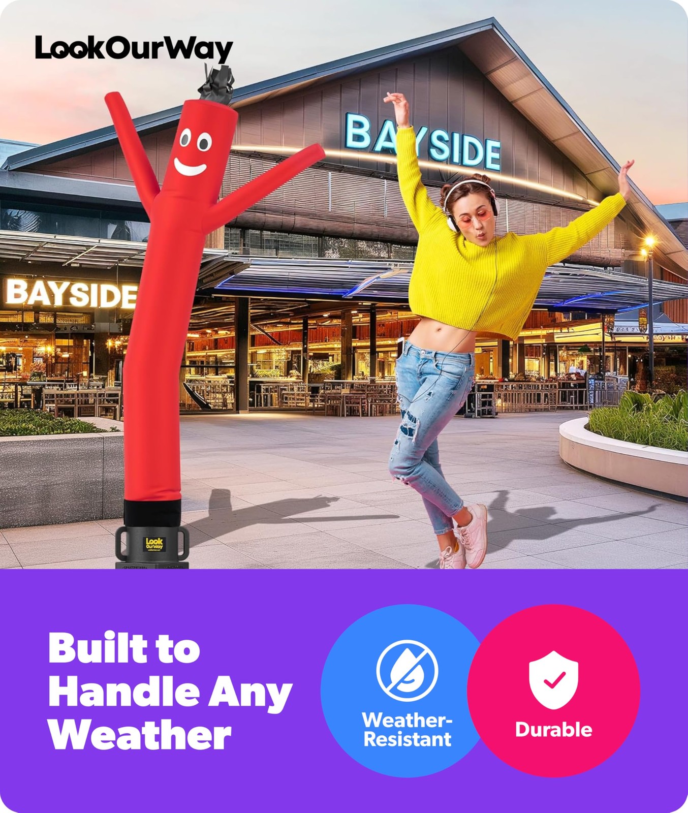 LookOurWay Air Dancers Wacky Waving Inflatable Tube Man Attachment – 7 Feet T…