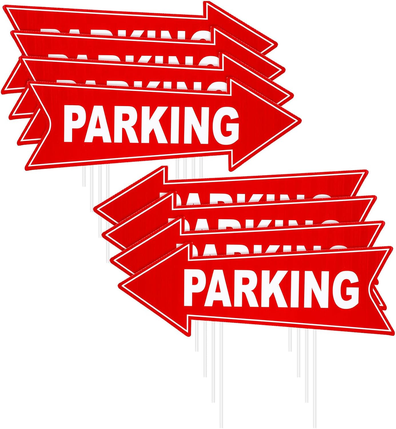 8 Pcs Parking Sign with Stake 17 X 6 Inch outside Event Parking Signs Directiona