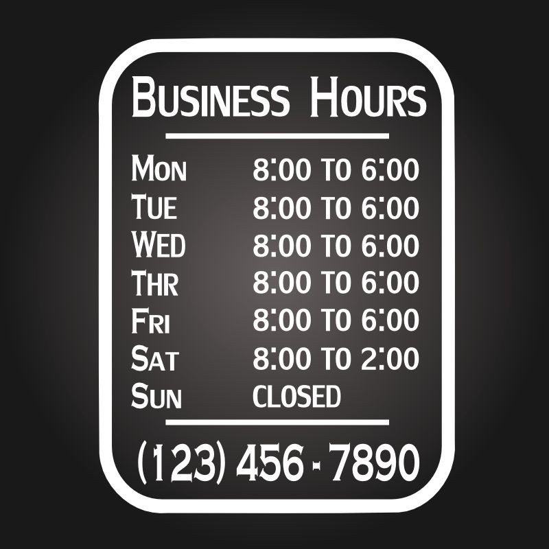 Custom Business Store Hours Vinyl Window Decal 9×12 Sticker Sign Glass Door