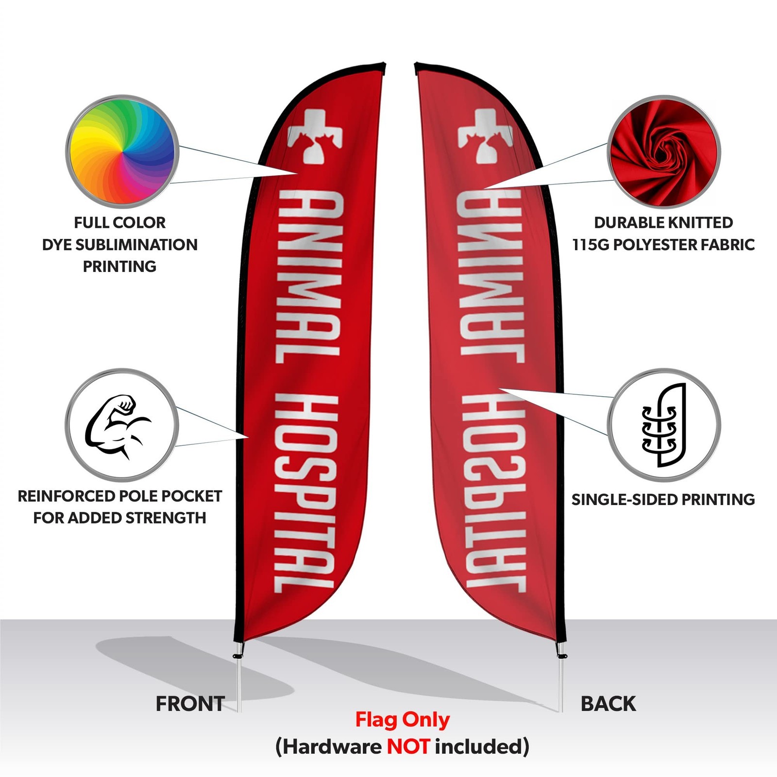 LookOurWay Feather Flag Banner – 12 Feet Tall – Animal Hospital (10M1200117)