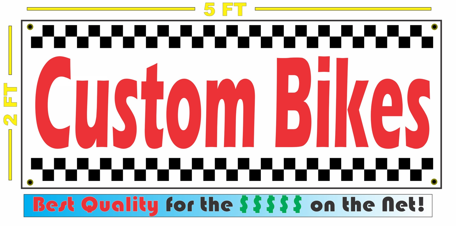 CUSTOM BIKES All Weather Banner Sign 4 Garage Motorcycle Shop Bar Home Club
