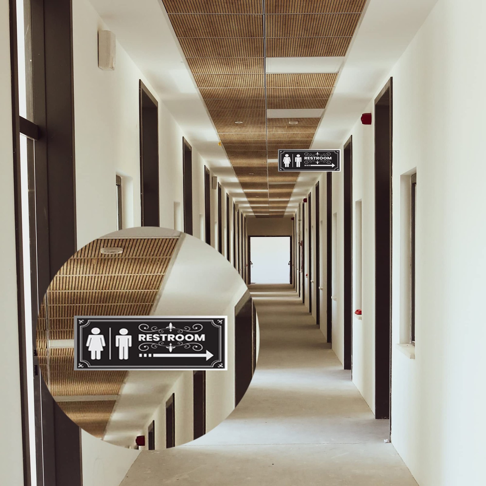 DOUBLE SIDED ALUMINUM RESTROOM SIGNS 2 PACK METAL BATHROOM SIGNS FOR OFFICE O…