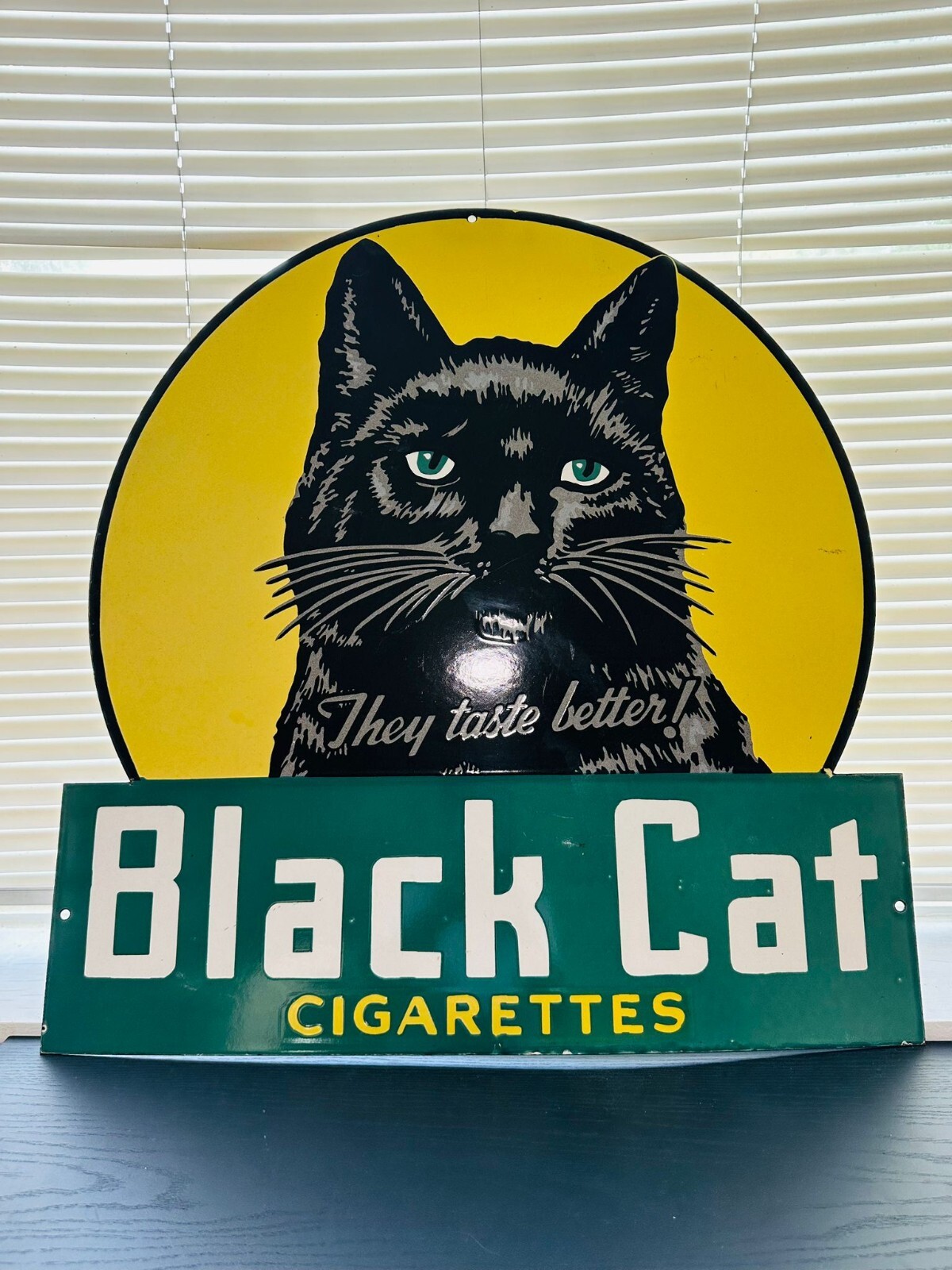 BLACK CAT 30X28.5 INCH PORCELAIN ENAMEL SIGN SINGLE SIDE