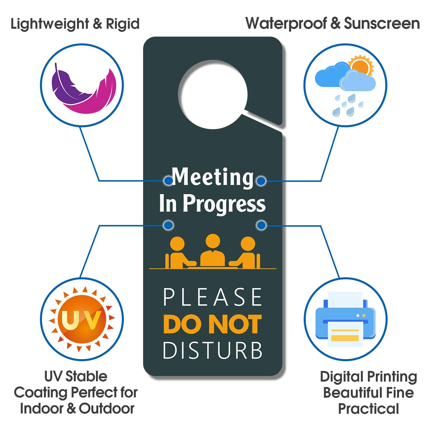 4 Pack Do Not Disturb Door Hanger, 3.5 x 8.7, PVC, Double Sided, Office, Sign