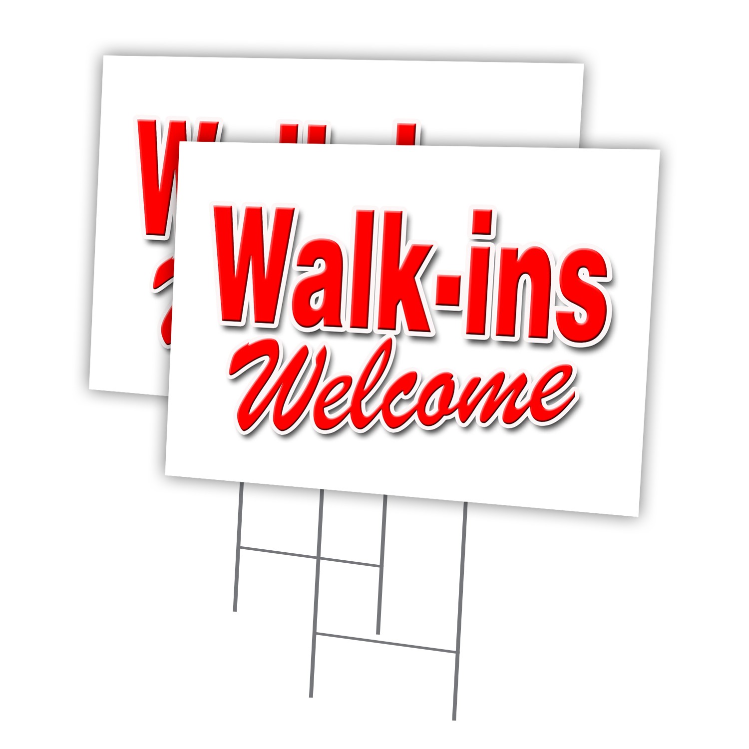 Walk-ins Welcome Multi-Pack of Yard Signs & Stake plastic coroplast window
