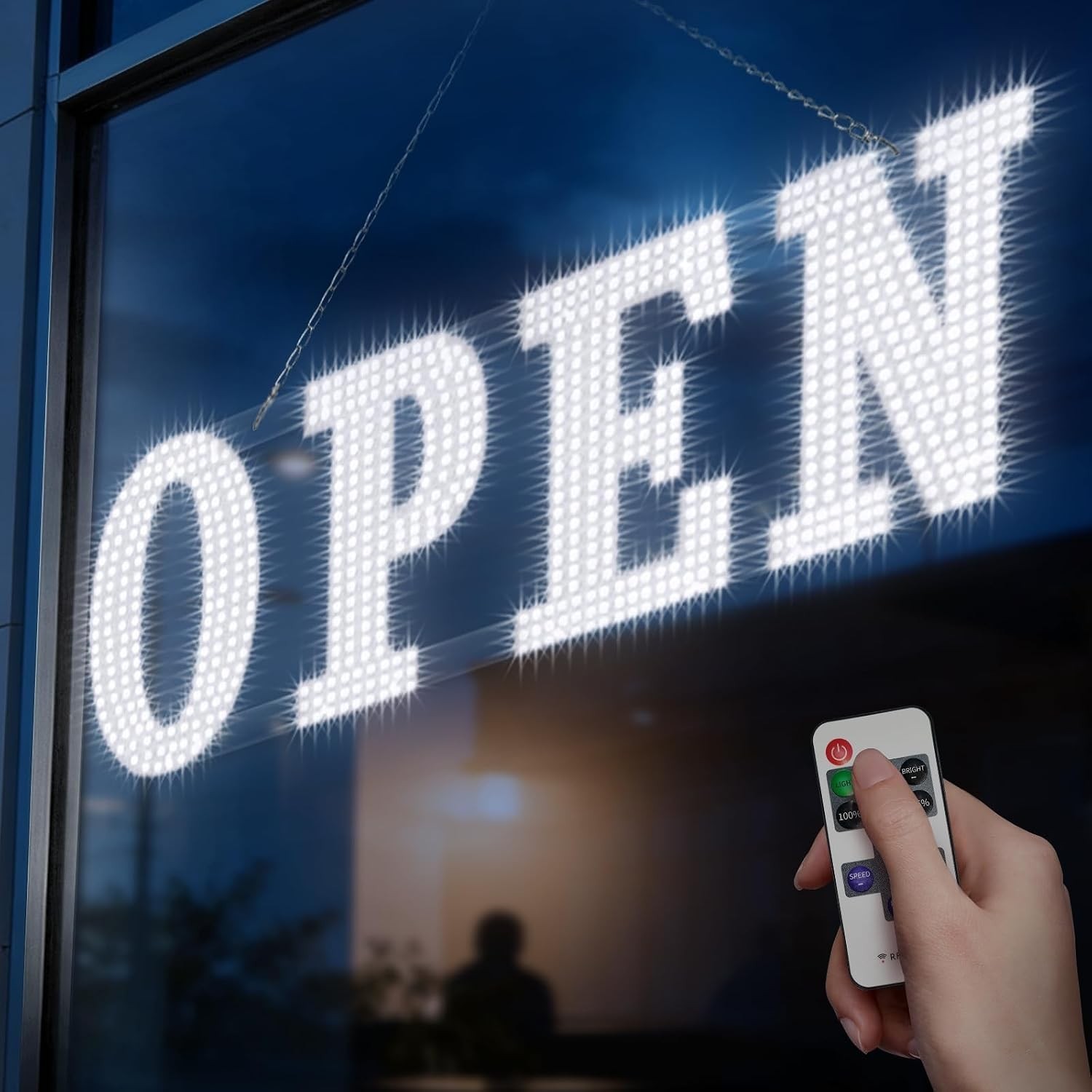 40″ x 14″ Large LED Open Sign with Remote Control High Bright Visibility Busines