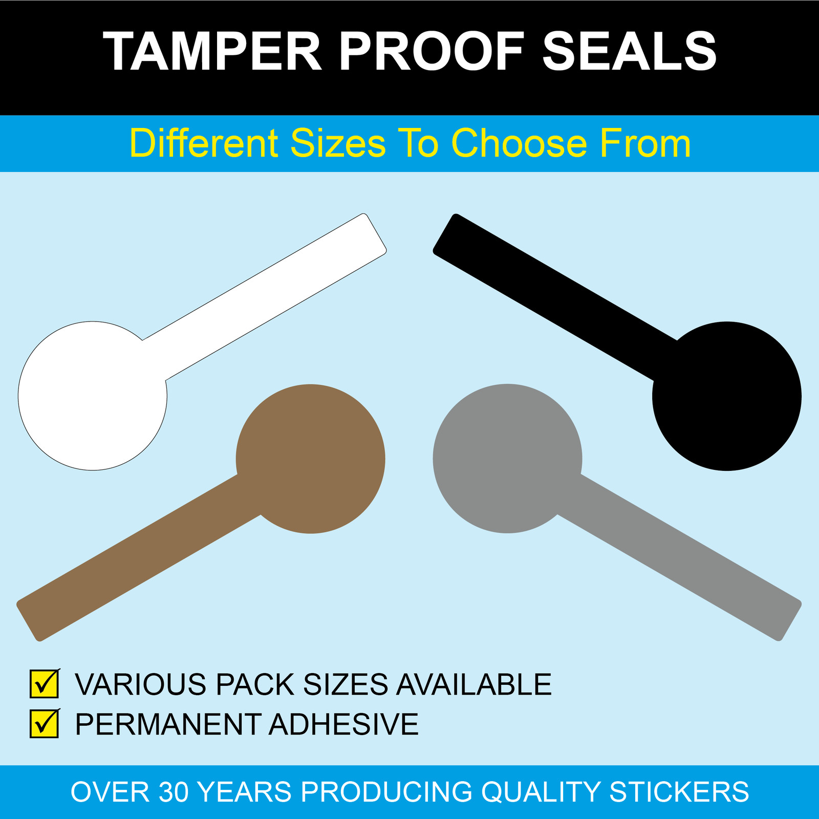 Tamper Evident Jar Lid Seals – Lollipop Shaped – Tamper Proof Seals