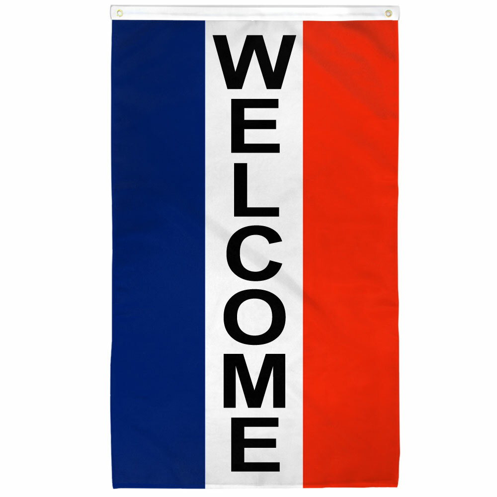 Welcome Flag 3x5ft Red White Blue Welcome Banner Sign Vertical Welcome Flag