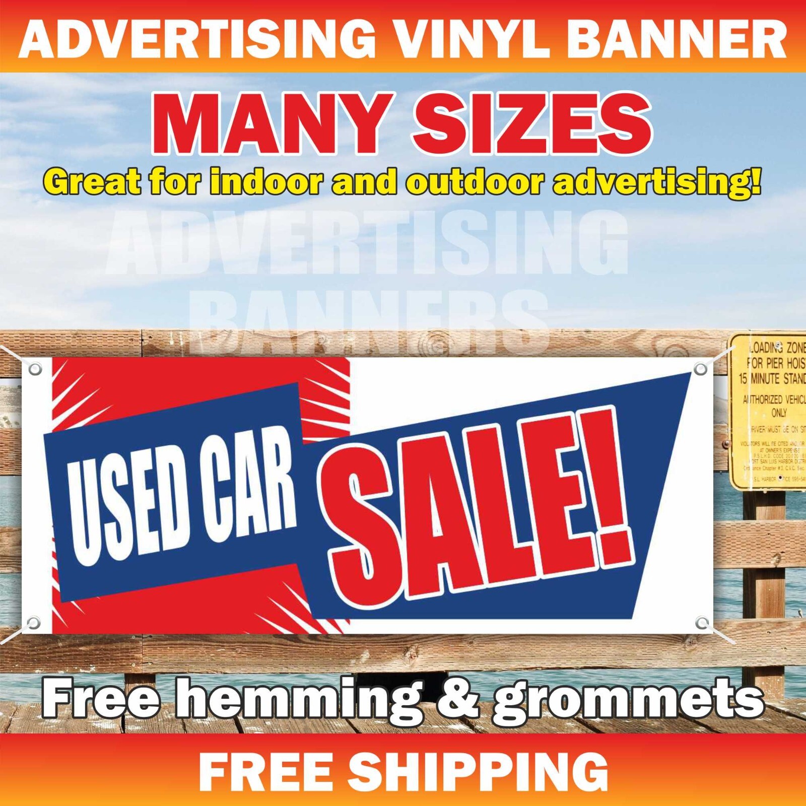 USED CAR SALE Advertising Banner Vinyl Mesh Sign Service AUTOS USADOS Auto Body