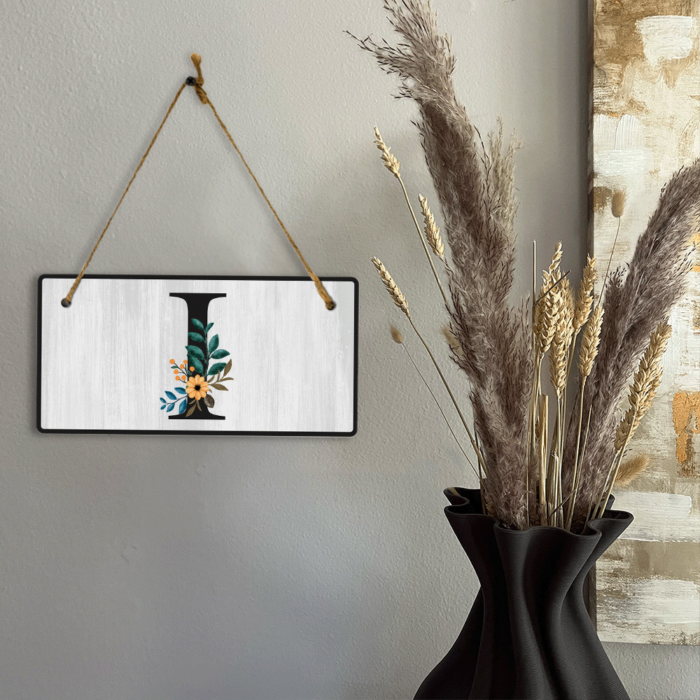 I Flower Decor 5×10 Hanging Wall or Door Sign | Alphabet Letter Room Decoration