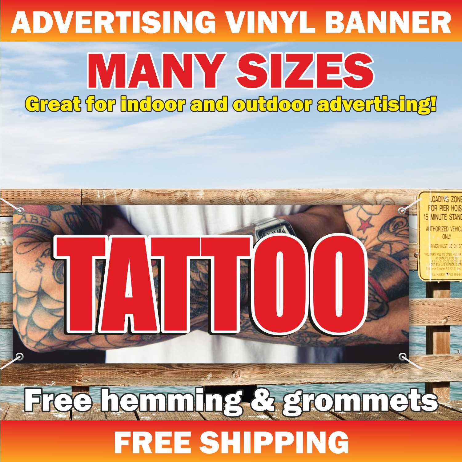 TATTOO Advertising Banner Vinyl Mesh Sign temporary color piercings