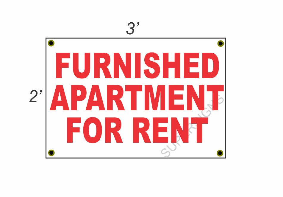 2×3 FURNISHED APARTMENT FOR RENT Red & White Banner Sign NEW Discount Price