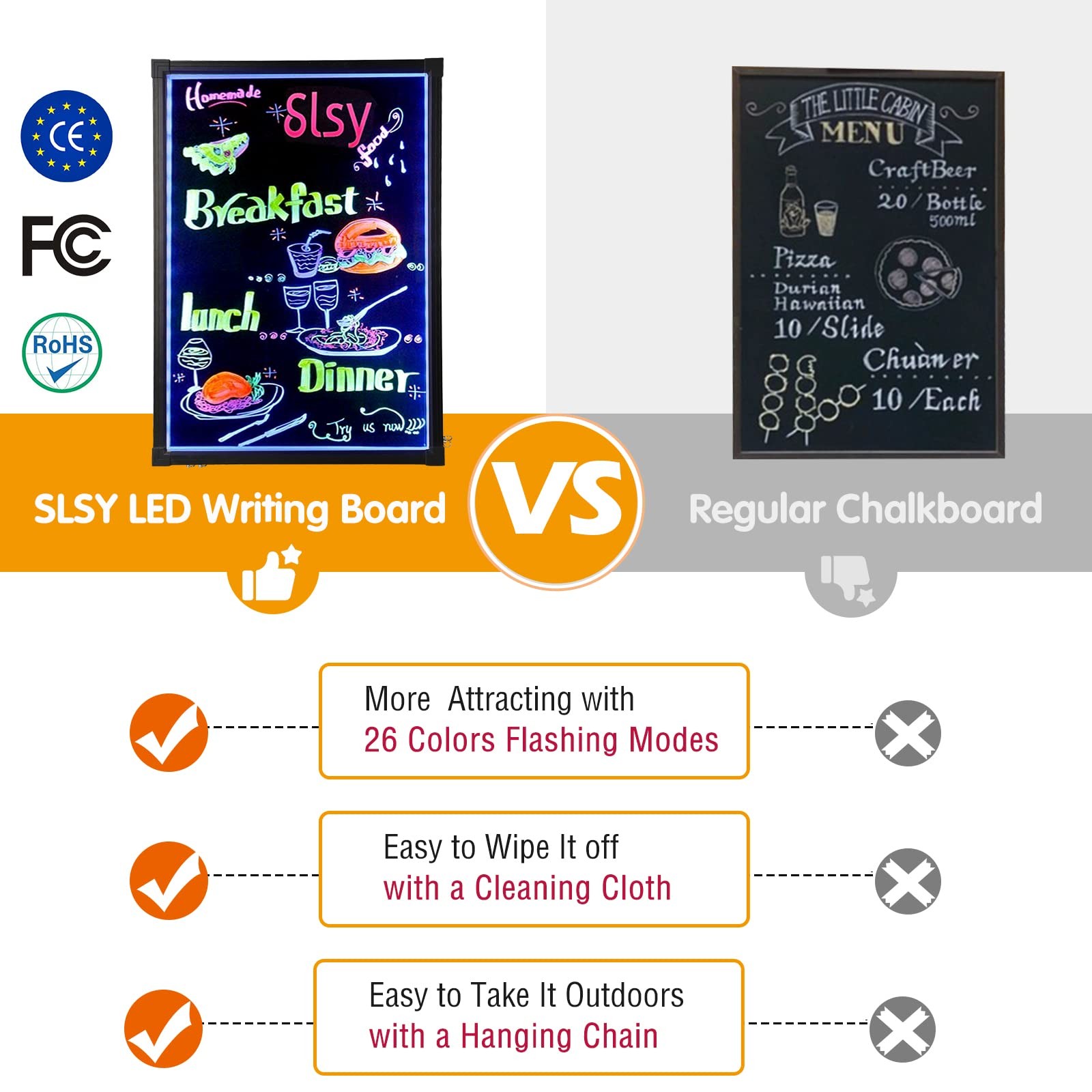 Slsy Illuminated LED Message Writing Board, 16X12 Erasable Neon Effect Menu Sign