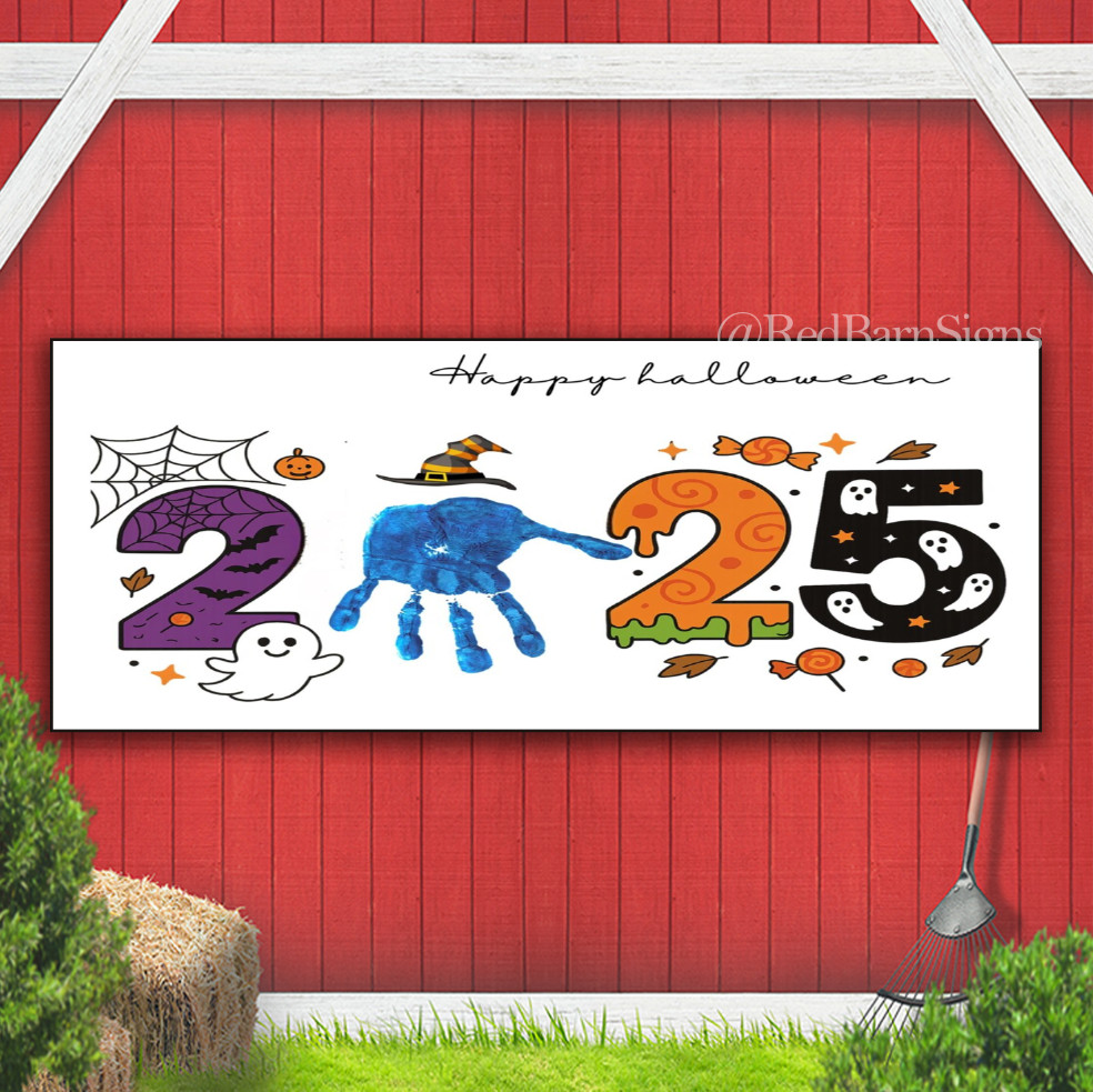 Happy Halloween 2025 Indoor Outdoor Banner Sign with grommets