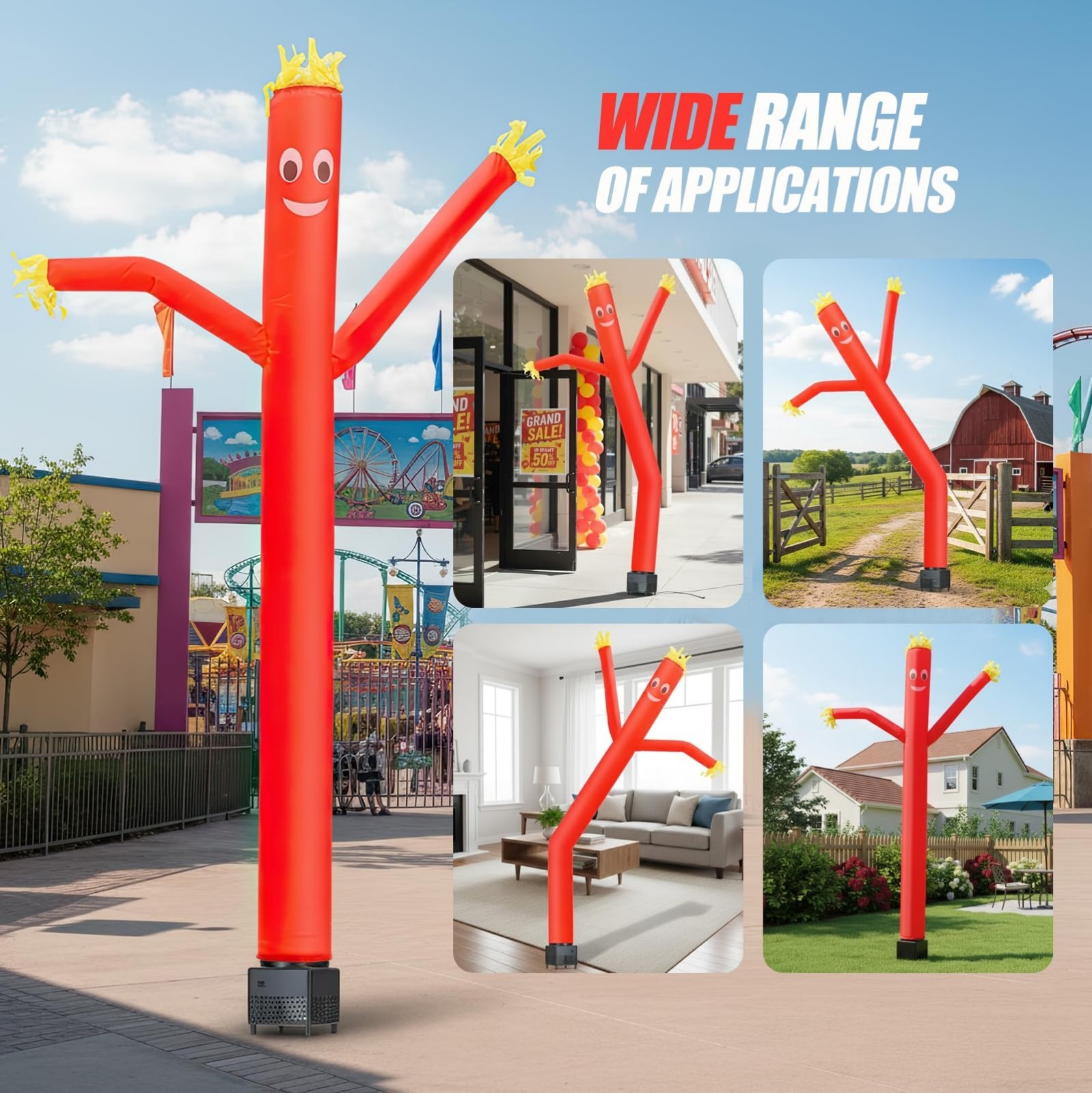 6ft Red Inflatable Waving Tube Man with Blower | Perfect for Business Promotion