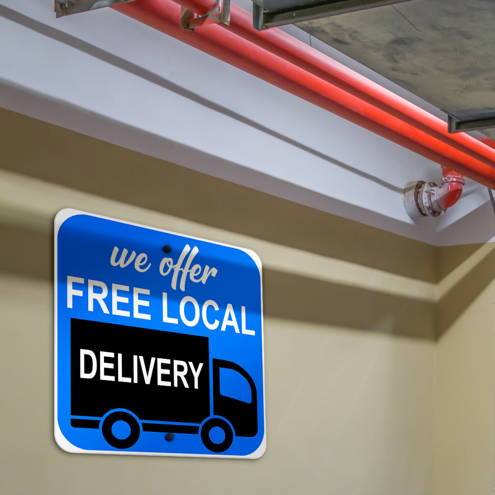 Aluminum Square Metal Sign Free Local Delivery Business Weatherproof Street