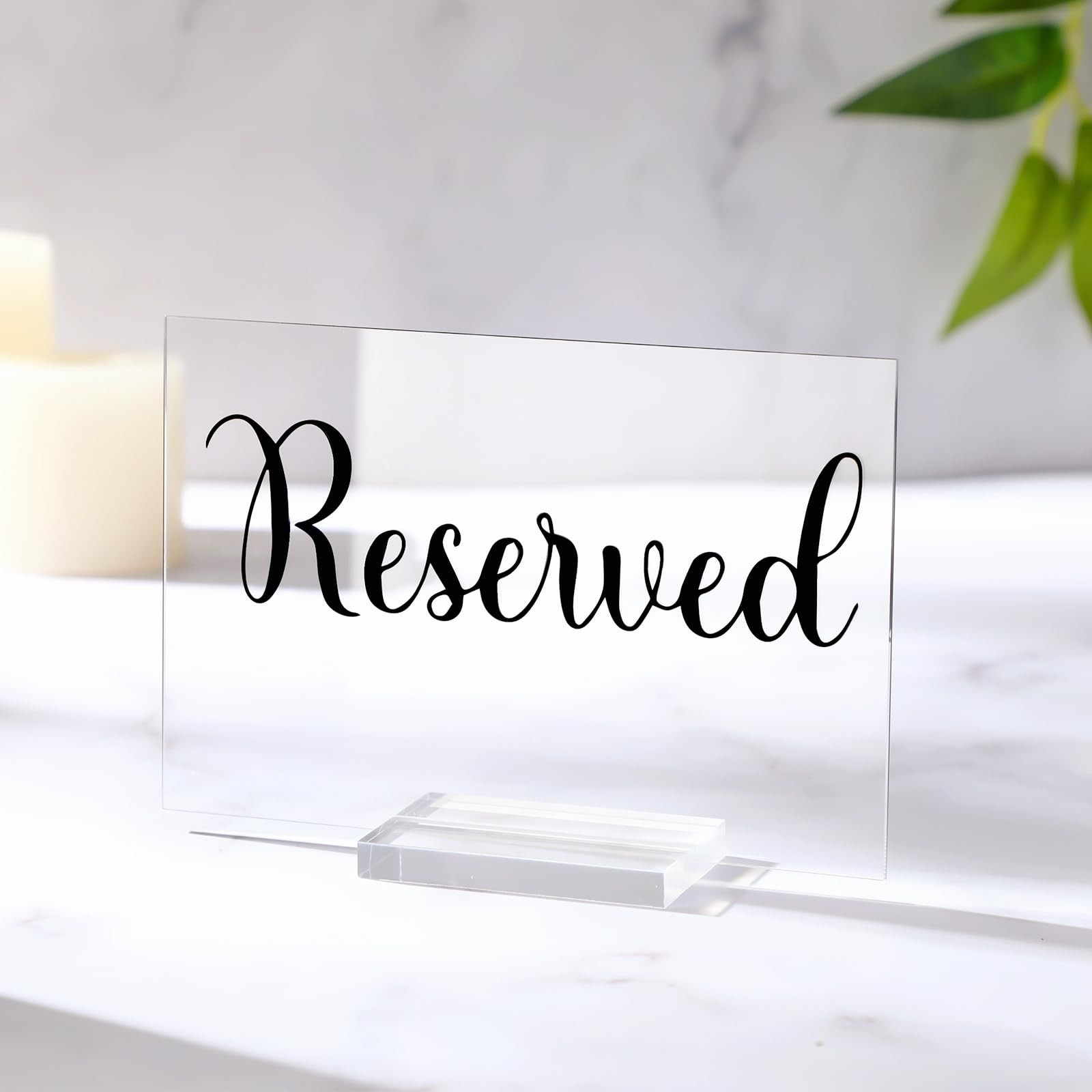 10 Set Acrylic Reserved Table Signs Clear With Holder Wedding Reception Decor