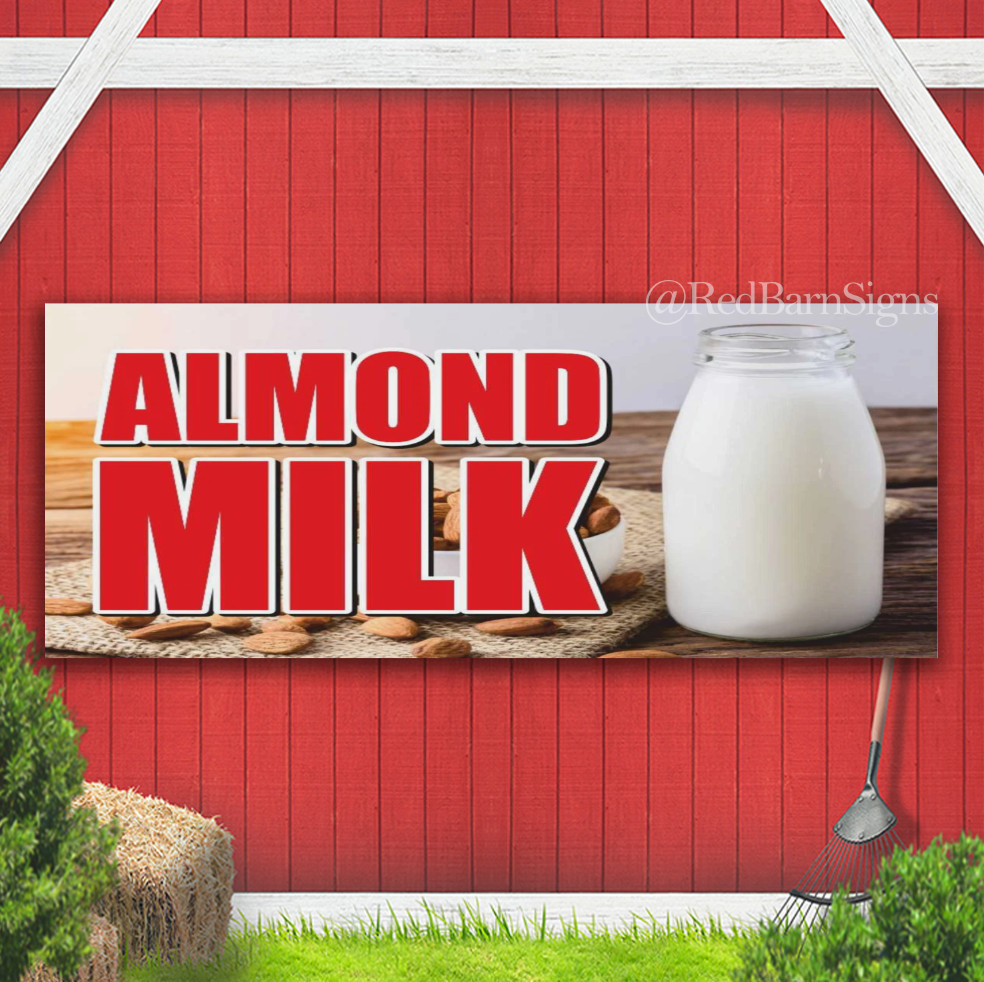 ALMOND MILK Coffee Bar Indoor Outdoor Banner Sign with grommets