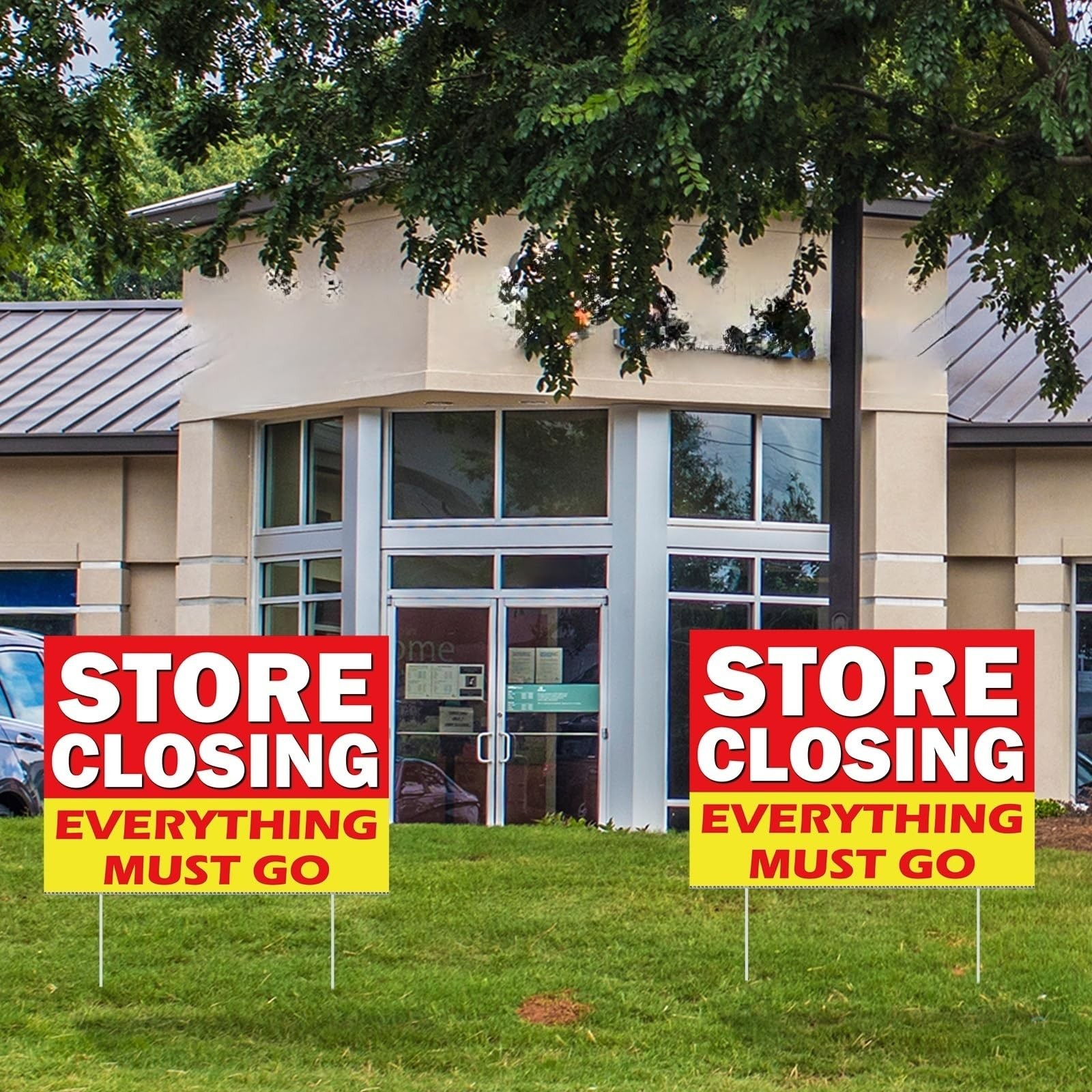 Leinuosen 3 Pcs Store Closing Everything Must Go Yard Signs with 6 Plastic Gr…