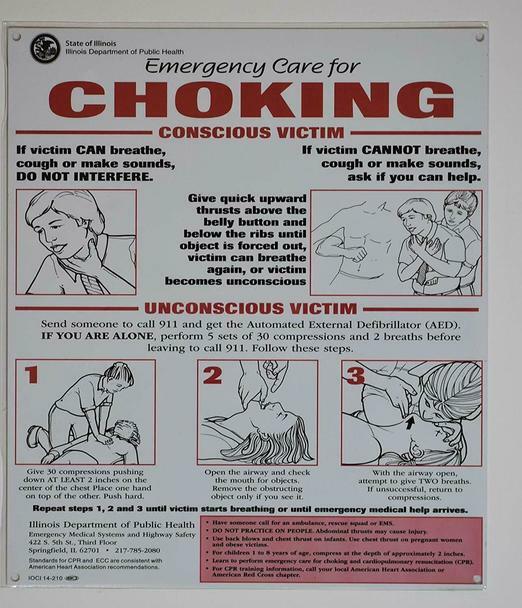 Emergency Care for Choking Poster State of Illinois Sign (White,10×12)-ref0420