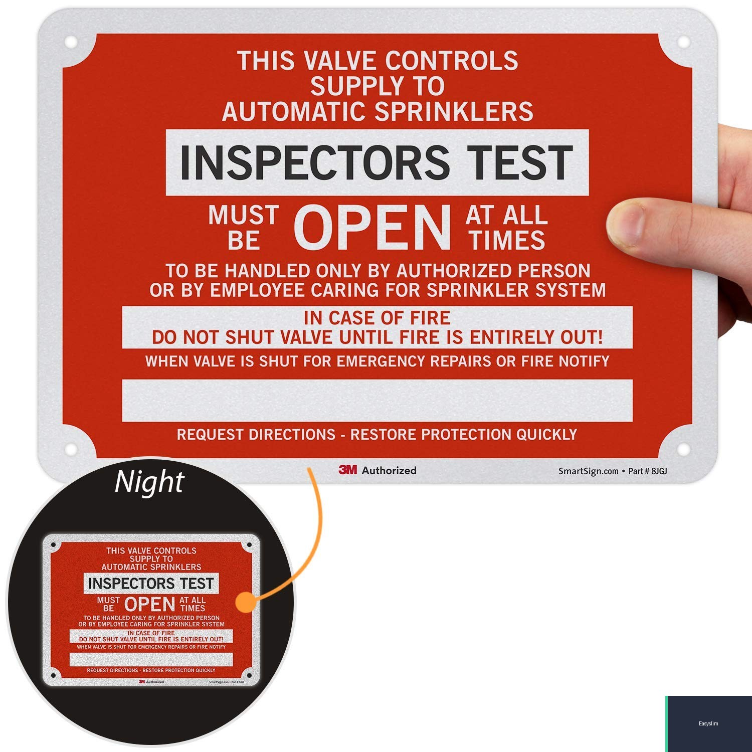 Fire Sprinkler Control Valve Sign 7″ x 10″ Reflective Aluminum Wall Mount