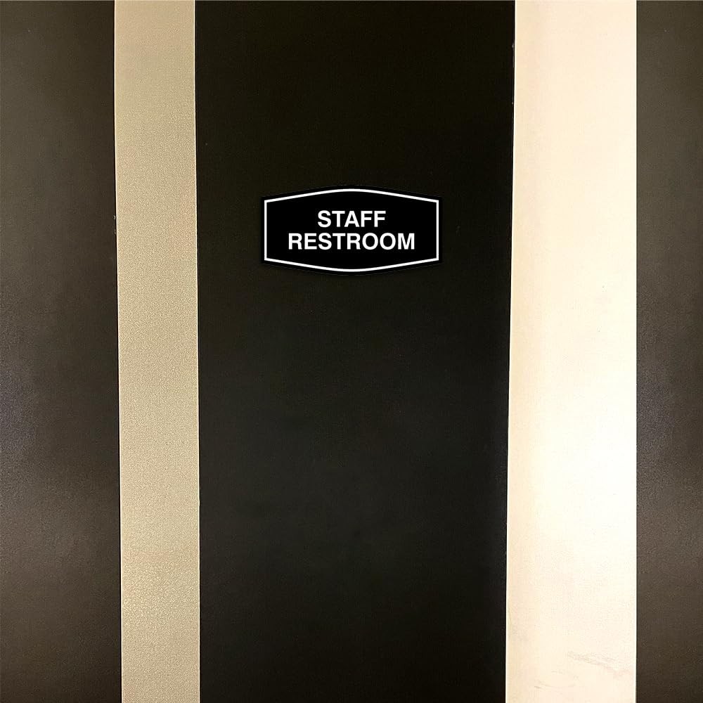 Fancy Staff Restroom Sign Black – Large 1 Pack