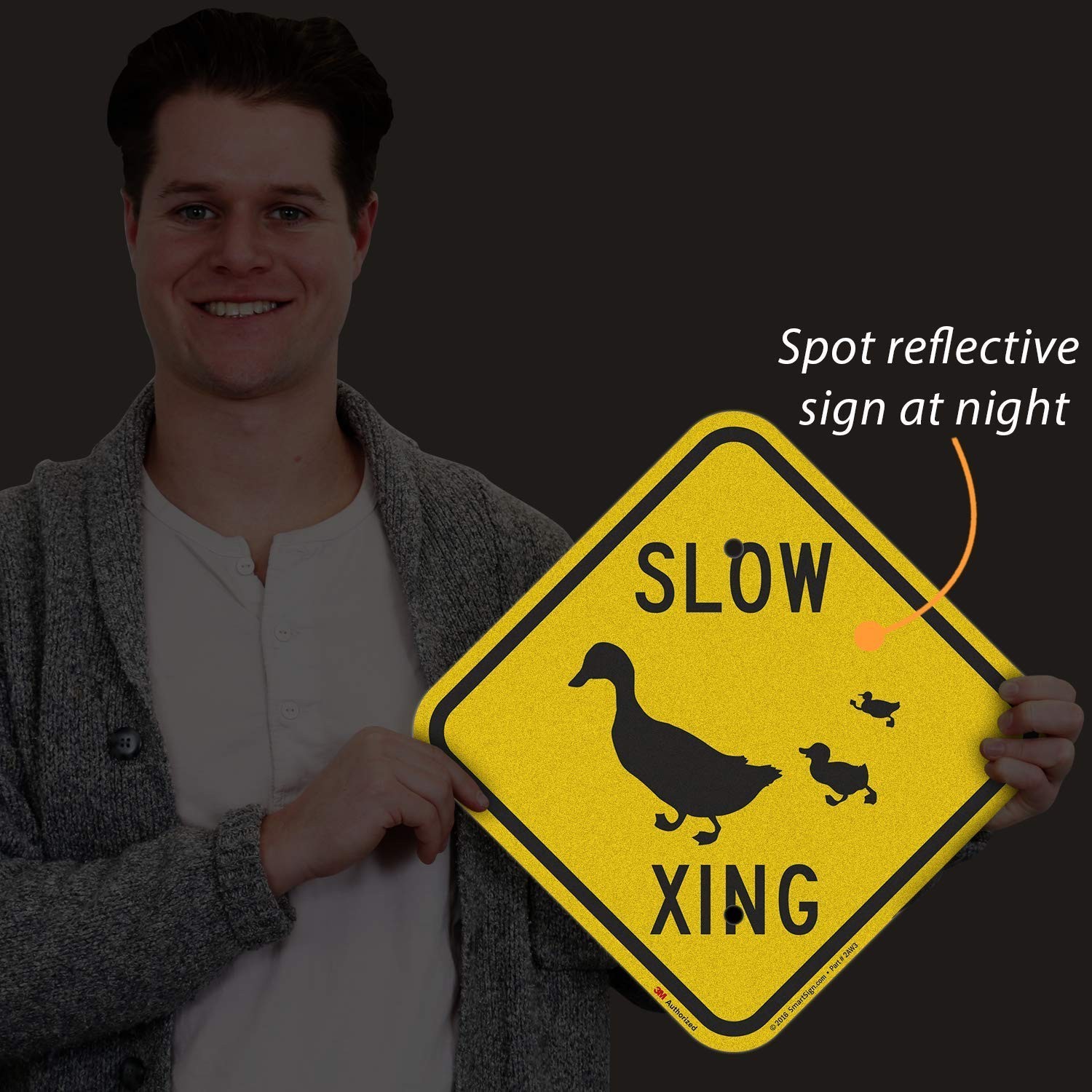 SmartSign Slow – Duck Xing Crossing Sign 12″ x 12″ 3M Engineer Grade Reflective