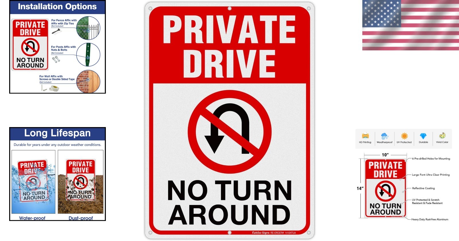 Private Drive Sign – 14×10 Reflective, Easy to Install for Safety & Privacy
