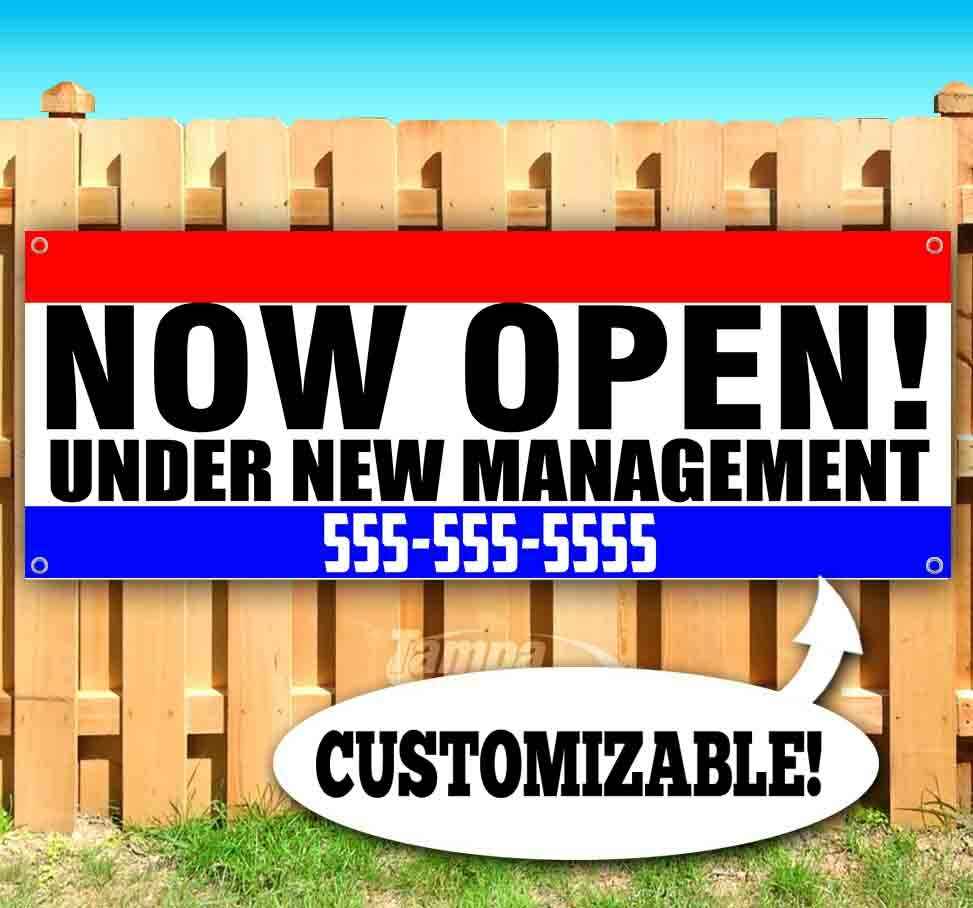 NOW OPEN CUSTOM PHONE # Advertising Vinyl Banner Flag Sign Many Sizes Available
