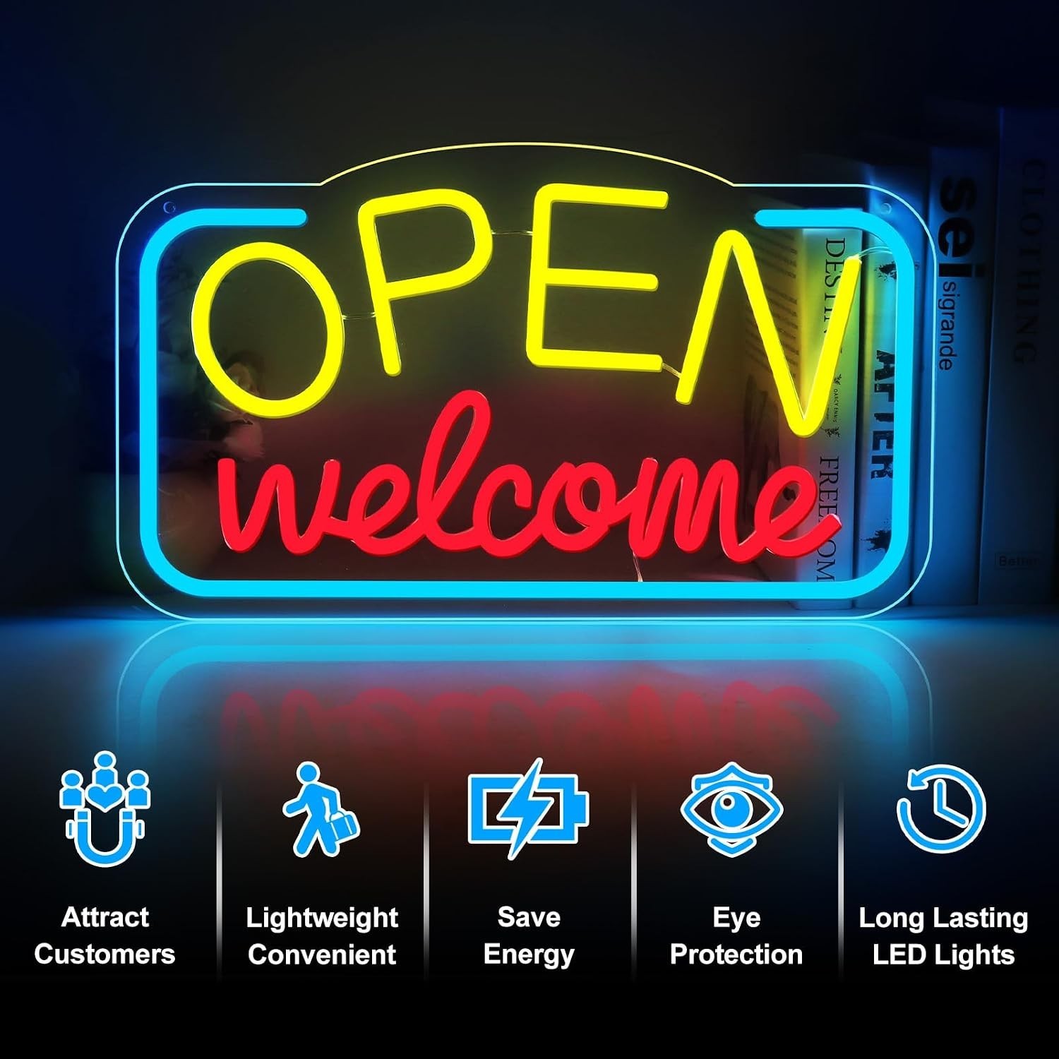 Bright LED Neon Open Sign 16.9×9.4 USB Powered – Adjustable for All Businesses