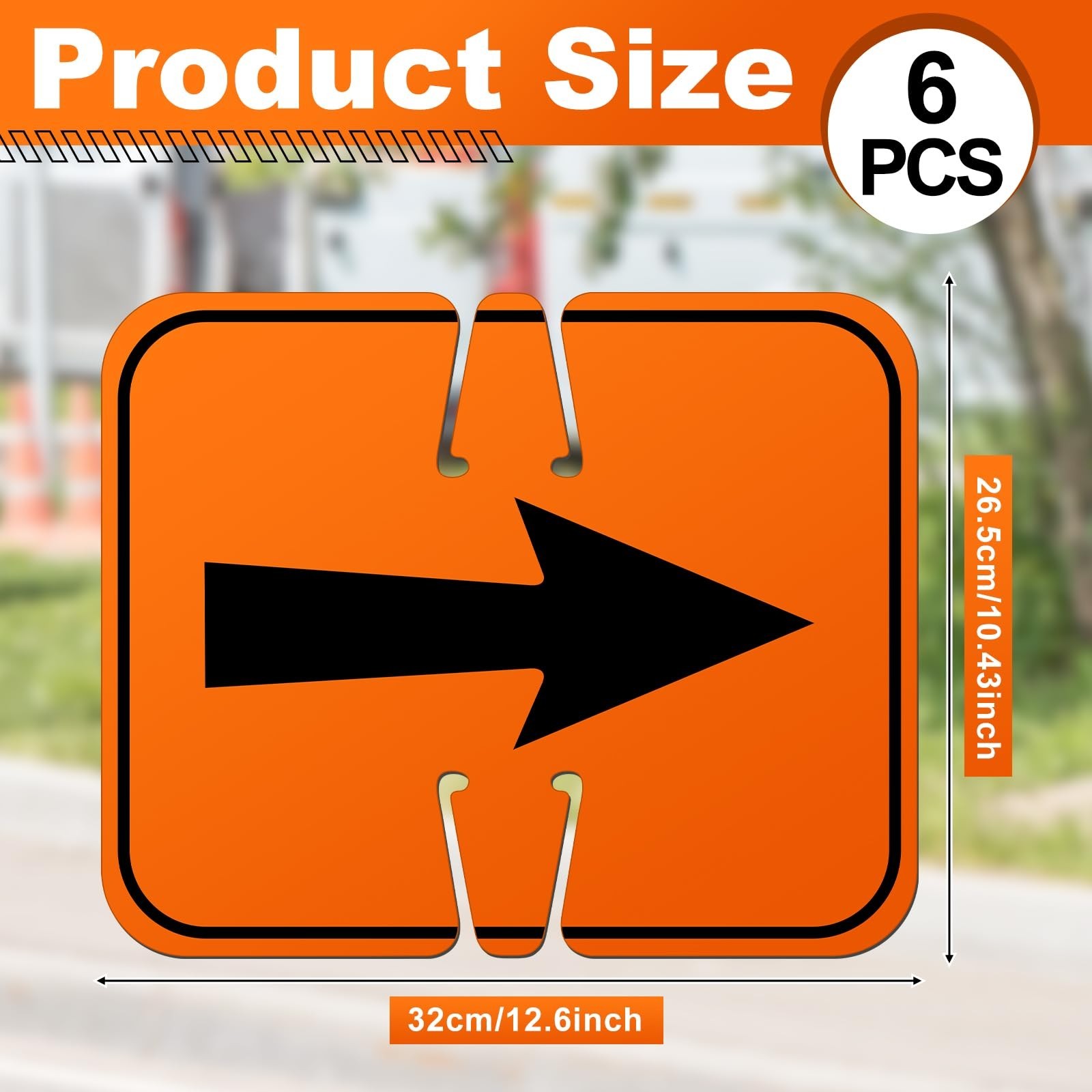 6 Pcs Reversible Traffic Arrow Signs 12.6″x10.4″ – Orange Detour Directional War