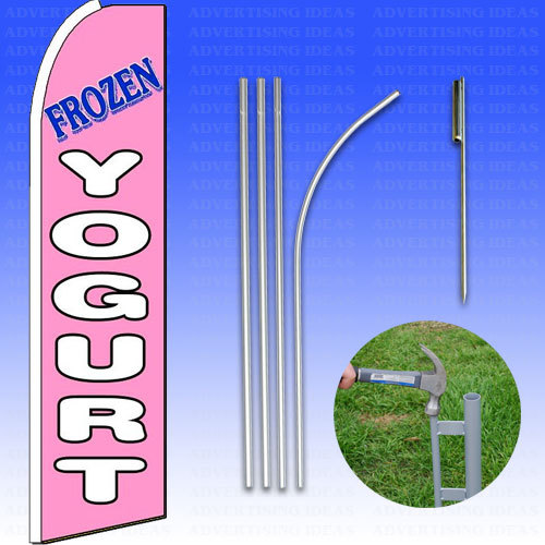 Feather Flag Swooper Advertising Flag Banner Sign 15′ Tall Kit – FROZEN YOGURT
