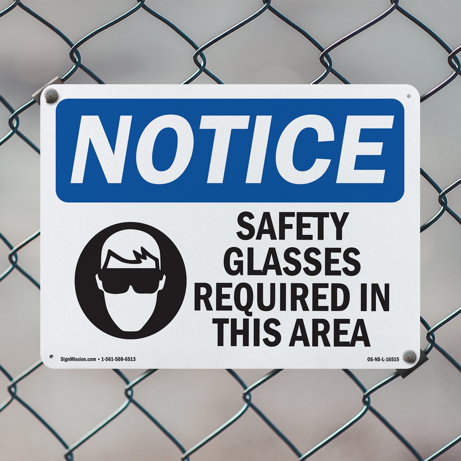 Safety Glasses Required In This Area OSHA Notice Sign Or Decal – 5 or 10 Pack