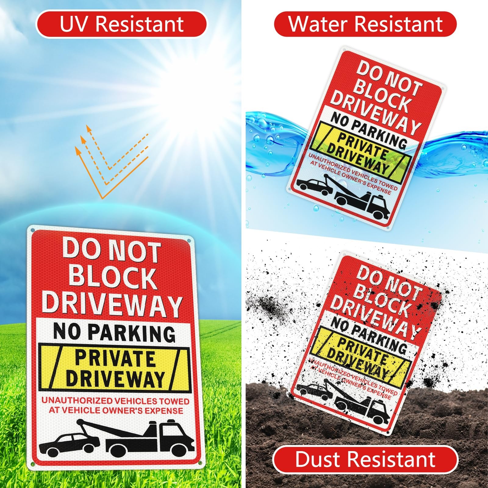 No Parking Sign Do Not Block Driveway Aluminum Sign, 14×10 Inch