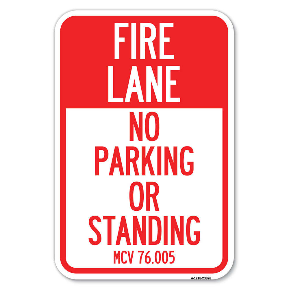 Michigan Fire Lane No Parking or Standing Heavy Gauge Aluminum Parking Sign