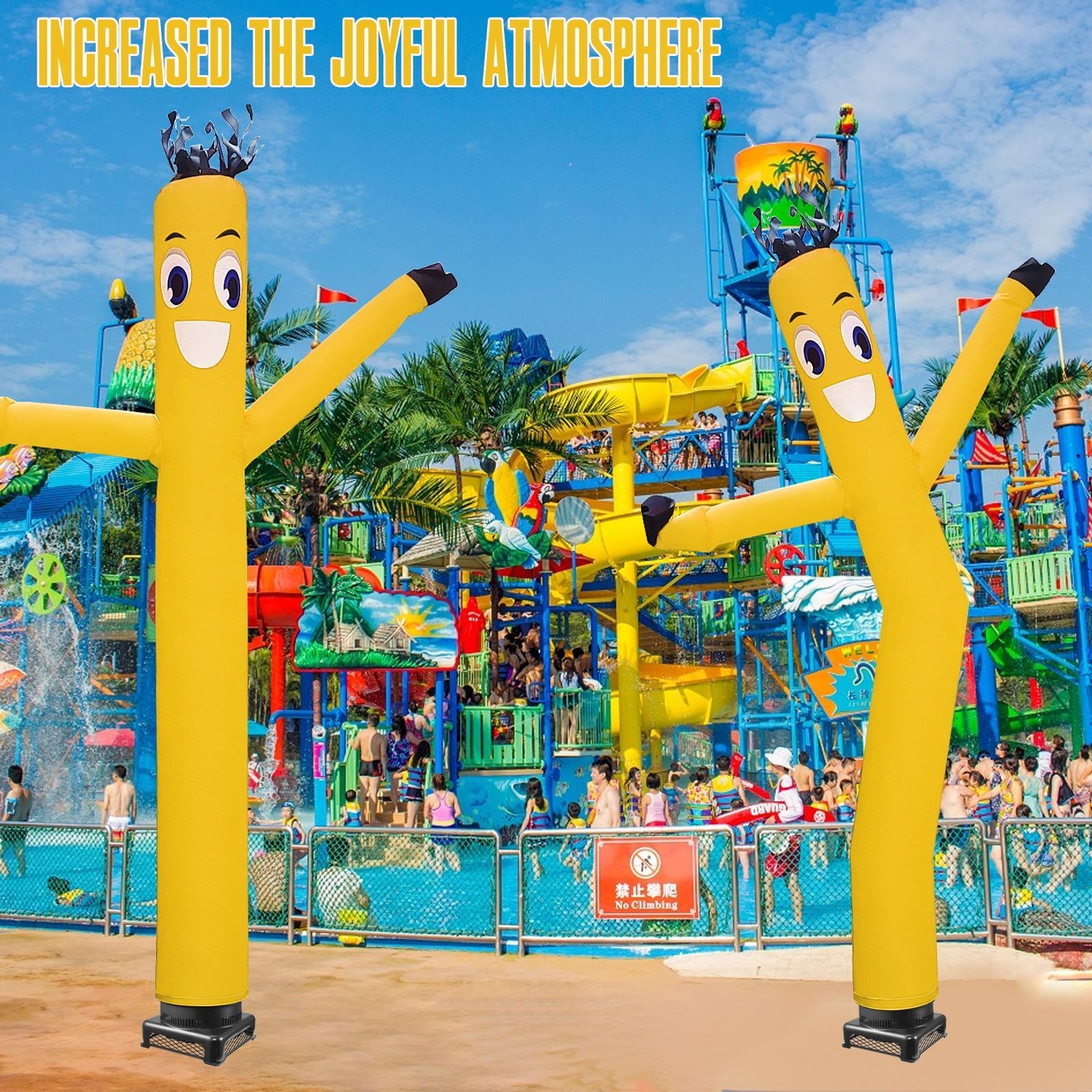 Yellow 20Ft Air Inflatable Dancing Wind Dancer Sky Puppet Dancer With Blower