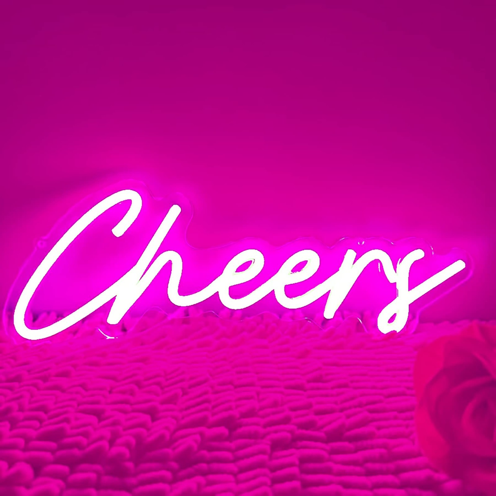 Cheers Neon Sign,Dimmable Pink Neon Signs for Wall Decor, LED Neon Bar Light …