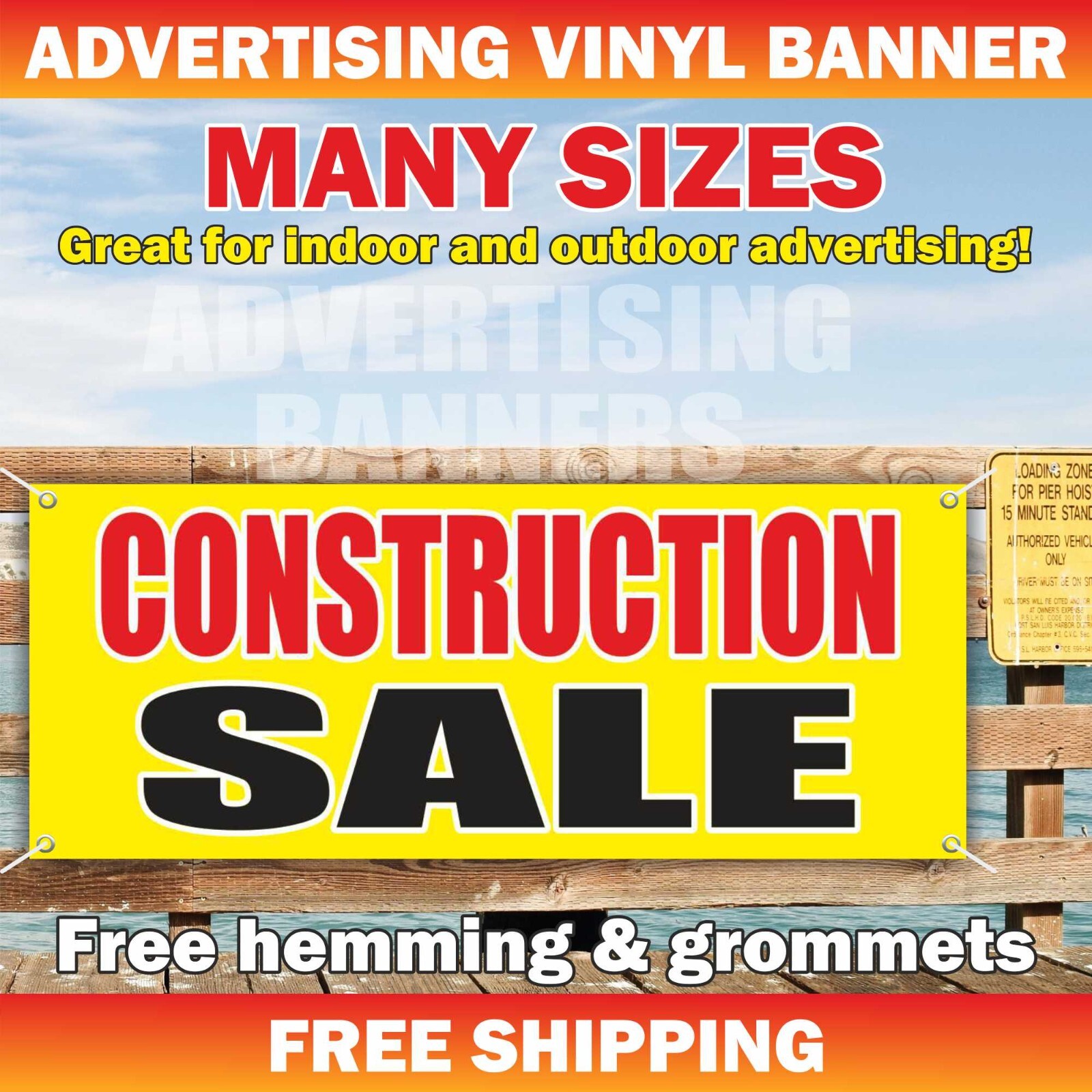CONSTRUCTION SALE Advertising Banner Vinyl Mesh Sign tools discount clearance