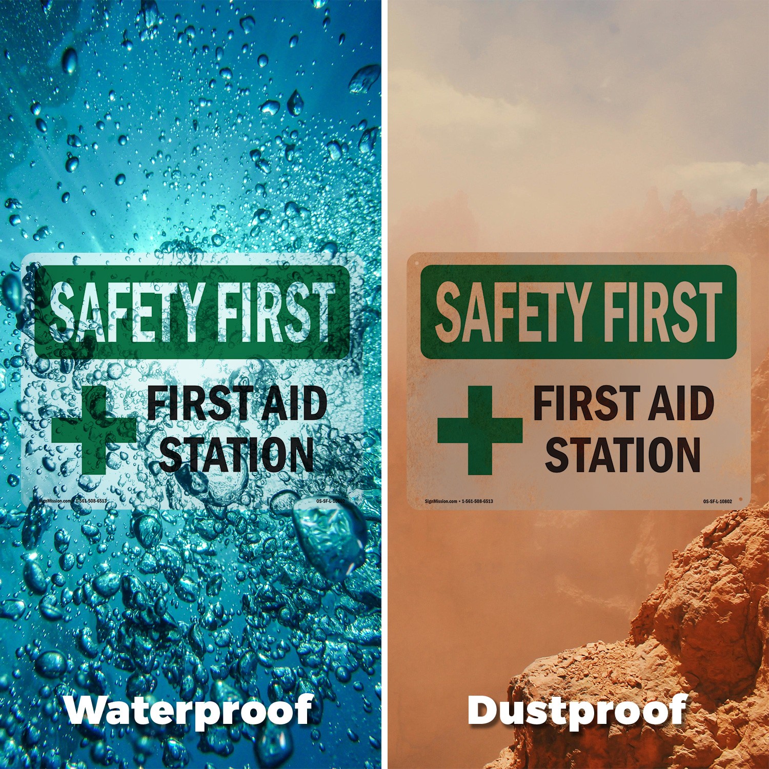 First Aid Station OSHA SAFETY FIRST Sign Metal, Plastic, Or Decal – 5 or 10 Pack