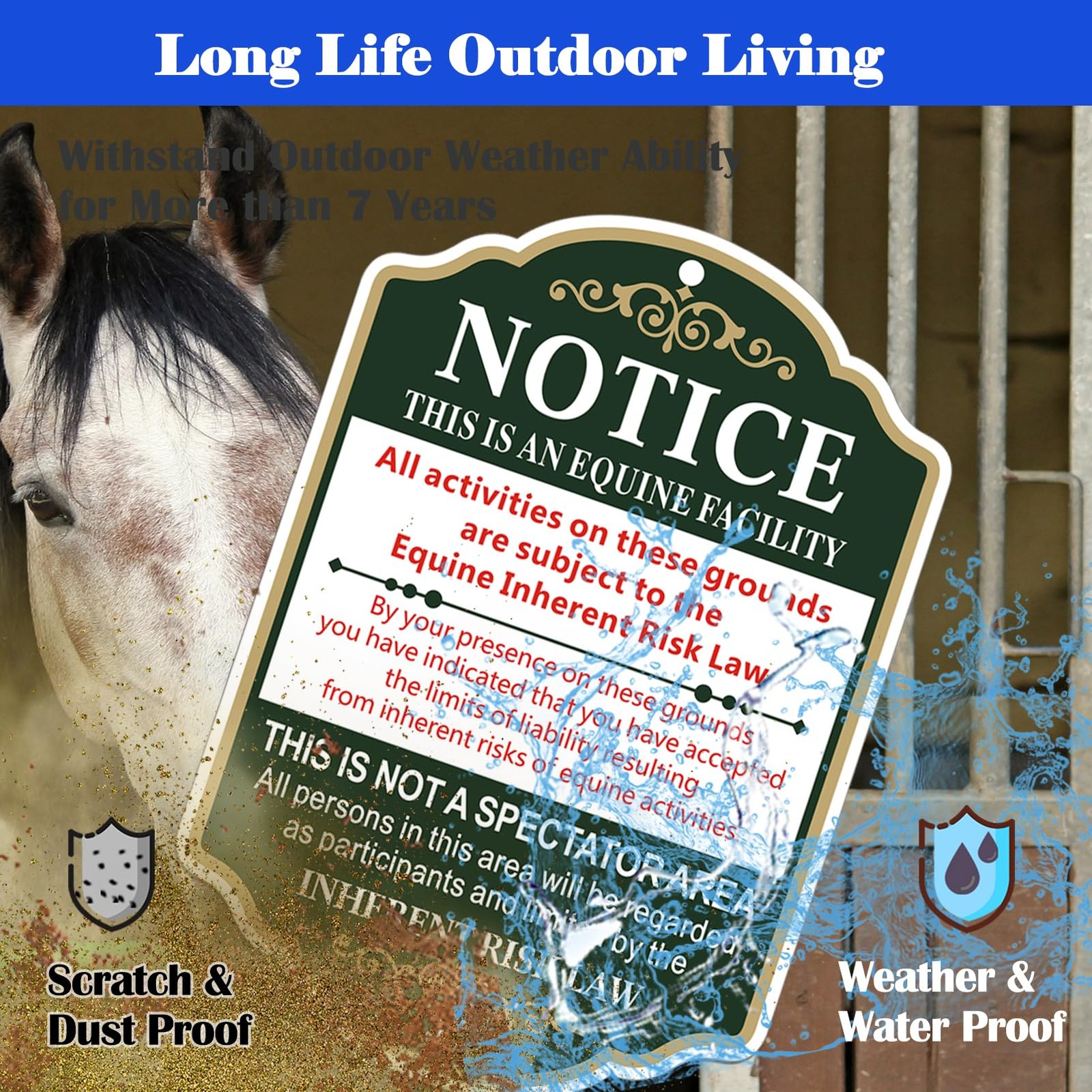 Equine Liability Sign, Statute Horse Barn Stable Farm – 2 Pack, 10 x 14 inch …
