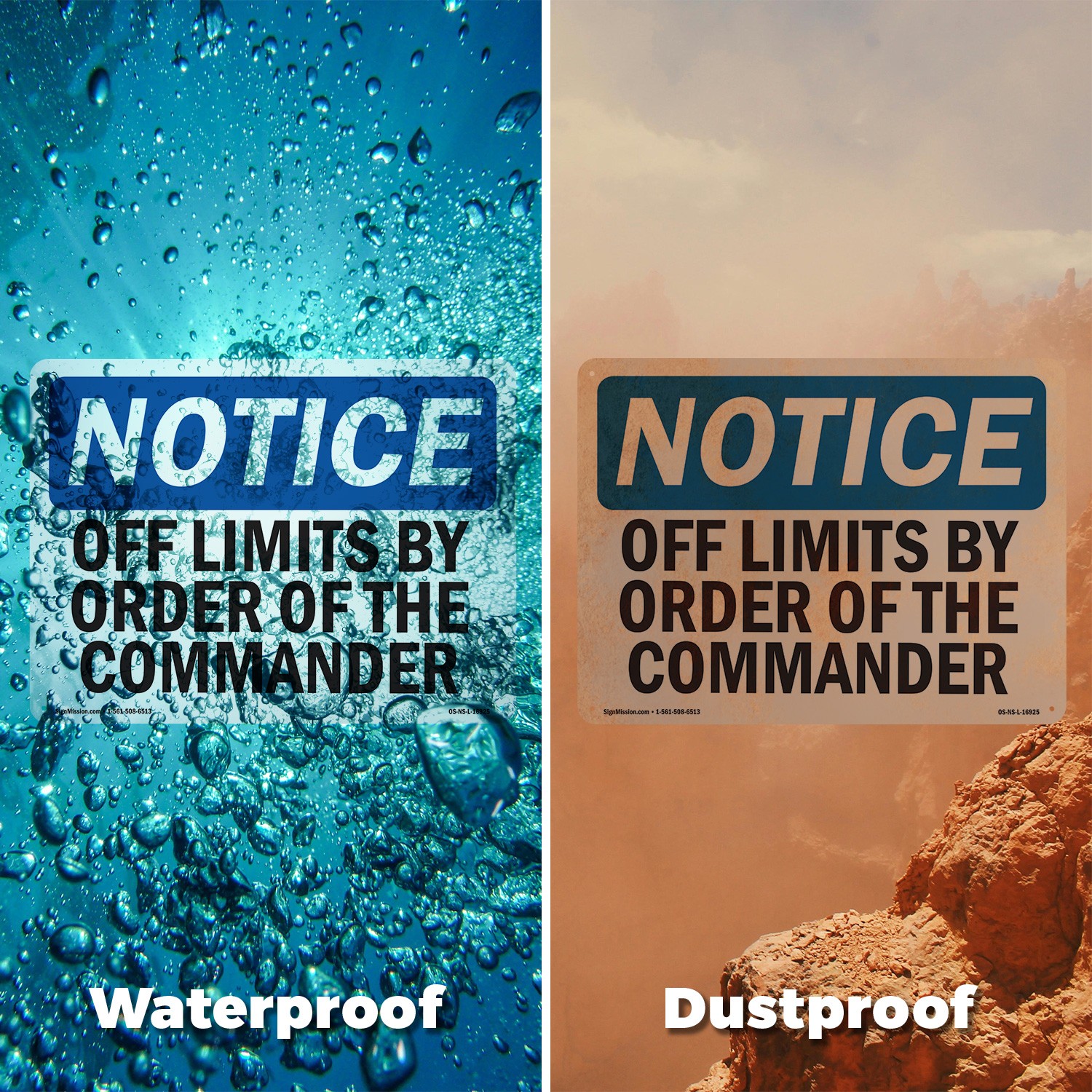 Off Limits By Order Of The Commander OSHA Notice Sign Or Decal – 5 or 10 Pack