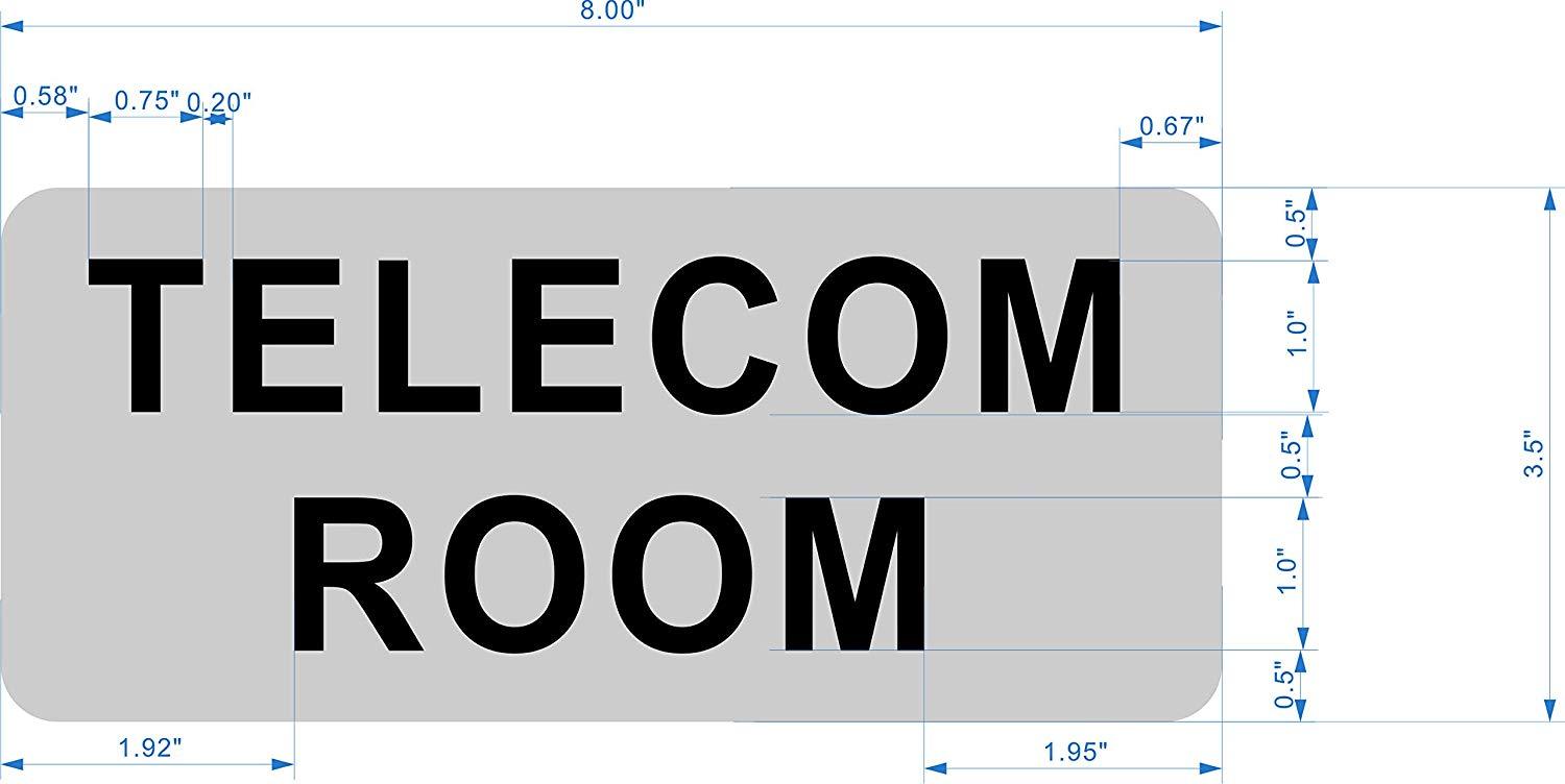 TELECOM ROOM SIGN (BRUSH ALUMINIUM, 3.5X8 ) -The Mont argent line.-REF24-1027